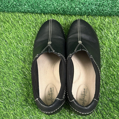 Clarks Ashland Joy Loafers Womens 9 M Black Leather Shoes Slip On Comfort Casual