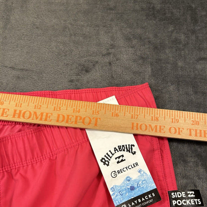Billabong Board Shorts Men XXL 2XL 36" Red Drawstring Hybrid Swim Recycler NEW