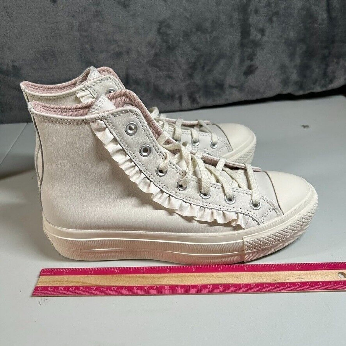 Converse All Star Lift Ruffle High Top Platform Sneakers Shoes White Womens 9