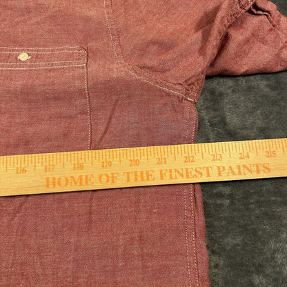 St Johns Bay Shirt Mens Large Red Button Up Short Sleeve Double Pocket Casual