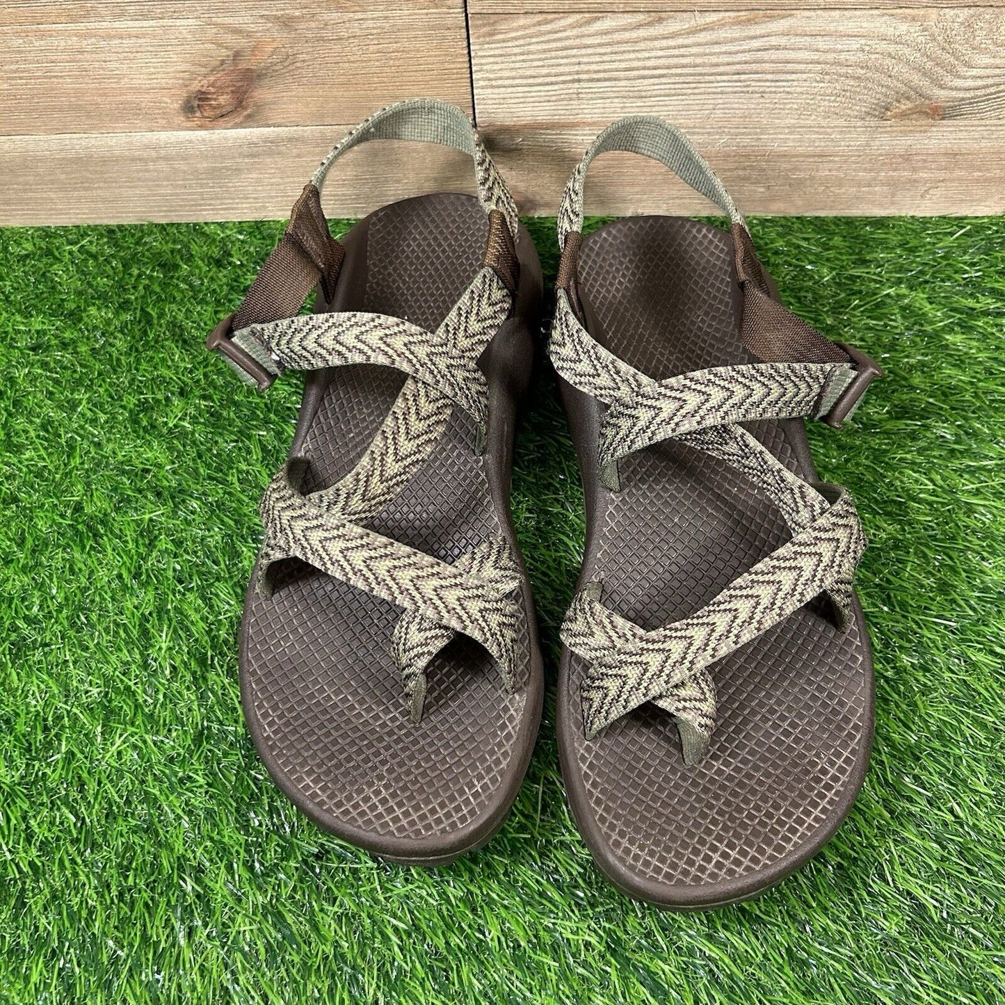 Chaco Zcloud 2 Sandals Womens 10 Green Brown Strappy Comfort Hiking Outdoor