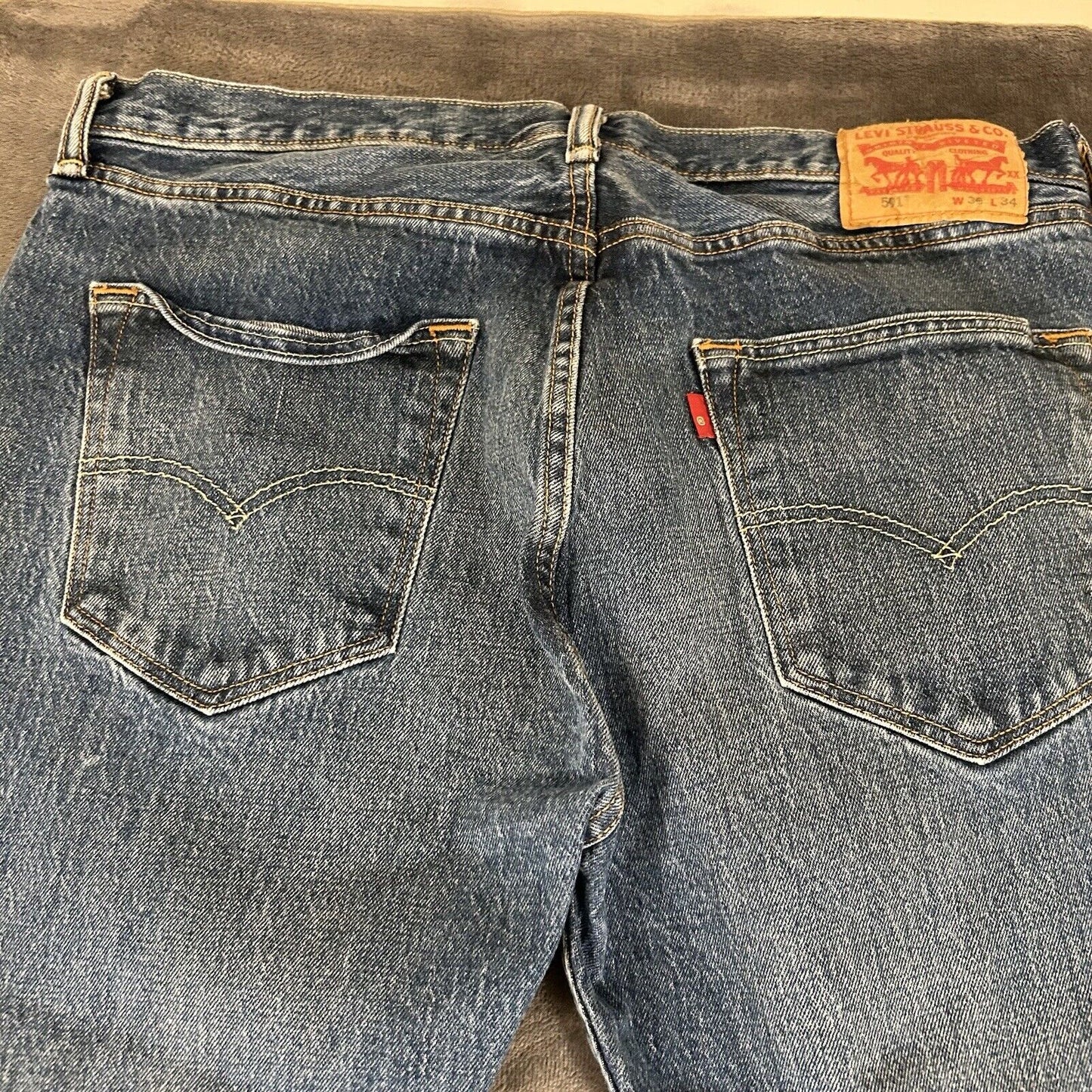 Levis 501 Jeans Mens 36x34" Blue Button Fly Straight Leg Denim Pants Casual Work