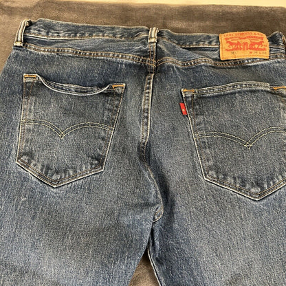 Levis 501 Jeans Mens 36x34" Blue Button Fly Straight Leg Denim Pants Casual Work