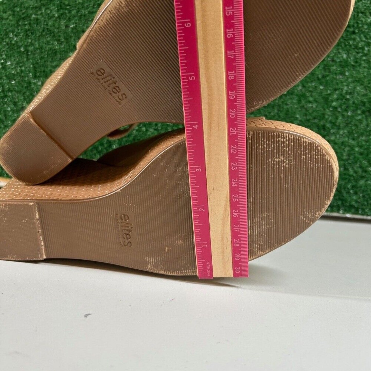 Walking Cradles Wedge Sandals Open Toe Ankle Strap Tan Leather Shoes Womens 12W