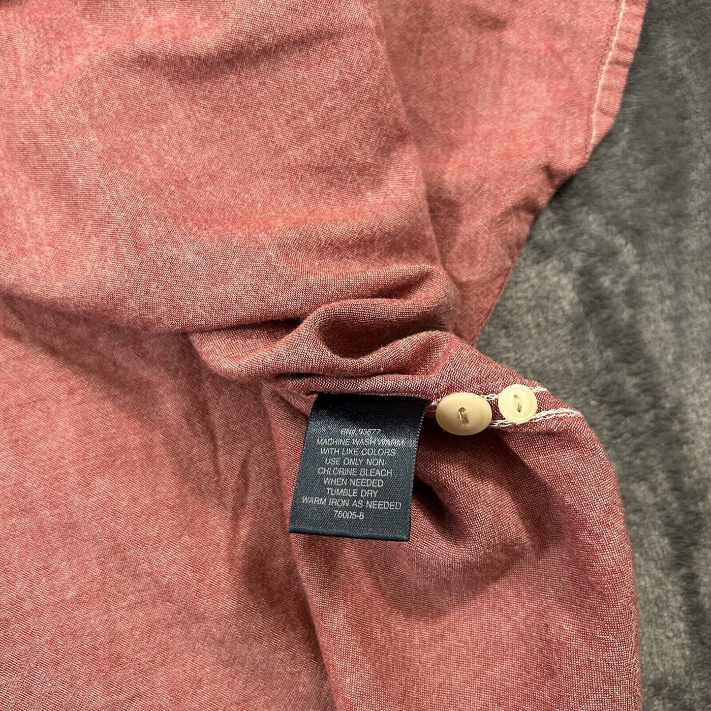 St Johns Bay Shirt Mens Large Red Button Up Short Sleeve Double Pocket Casual