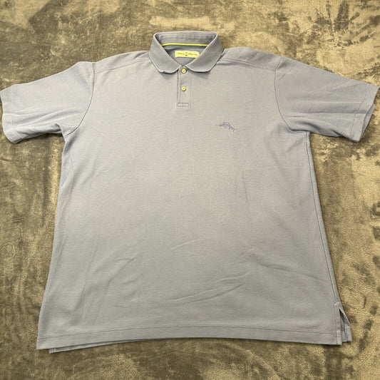 Tommy Bahama Polo Shirt Mens Large Blue Short Sleeve Casual Beach Work Outdoor