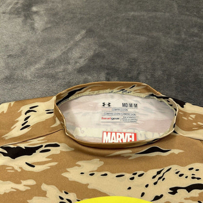 Under Armour Marvel Shirt Mens Medium Brown Black Camo Compression Heatgear Gym