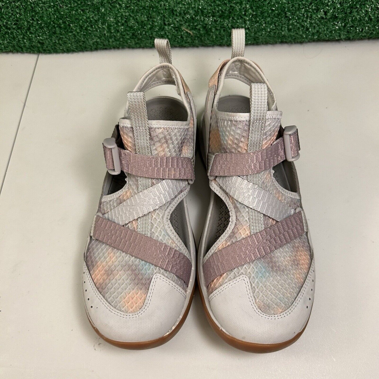 Chaco Odyssey All Terrain Sandals Women 9-9.5 Gray Purple Hiking Outdoor Comfort