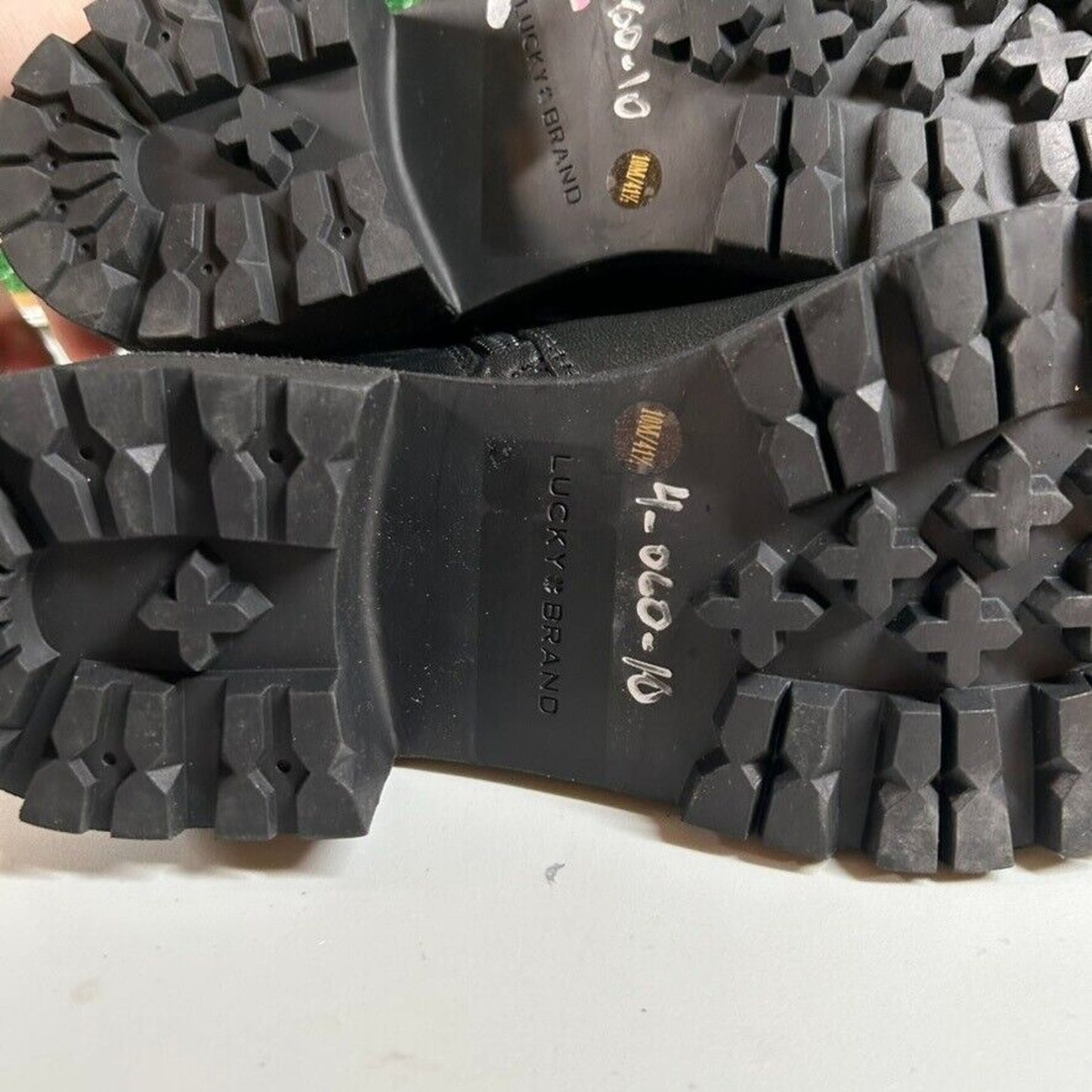 Lucky Brand Taini Boots Buckle Side Zip Ankle Booties Black Leather Womens 10 M