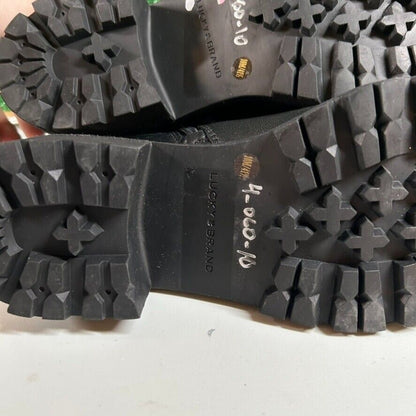 Lucky Brand Taini Boots Buckle Side Zip Ankle Booties Black Leather Womens 10 M