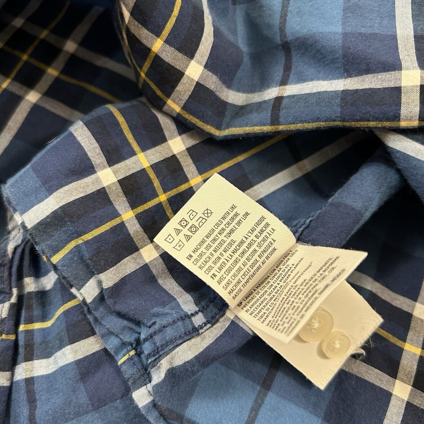 American Eagle Shirt Mens Medium Blue White Plaid Button Up Long Sleeve Outdoor