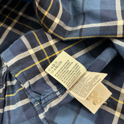 American Eagle Shirt Mens Medium Blue White Plaid Button Up Long Sleeve Outdoor