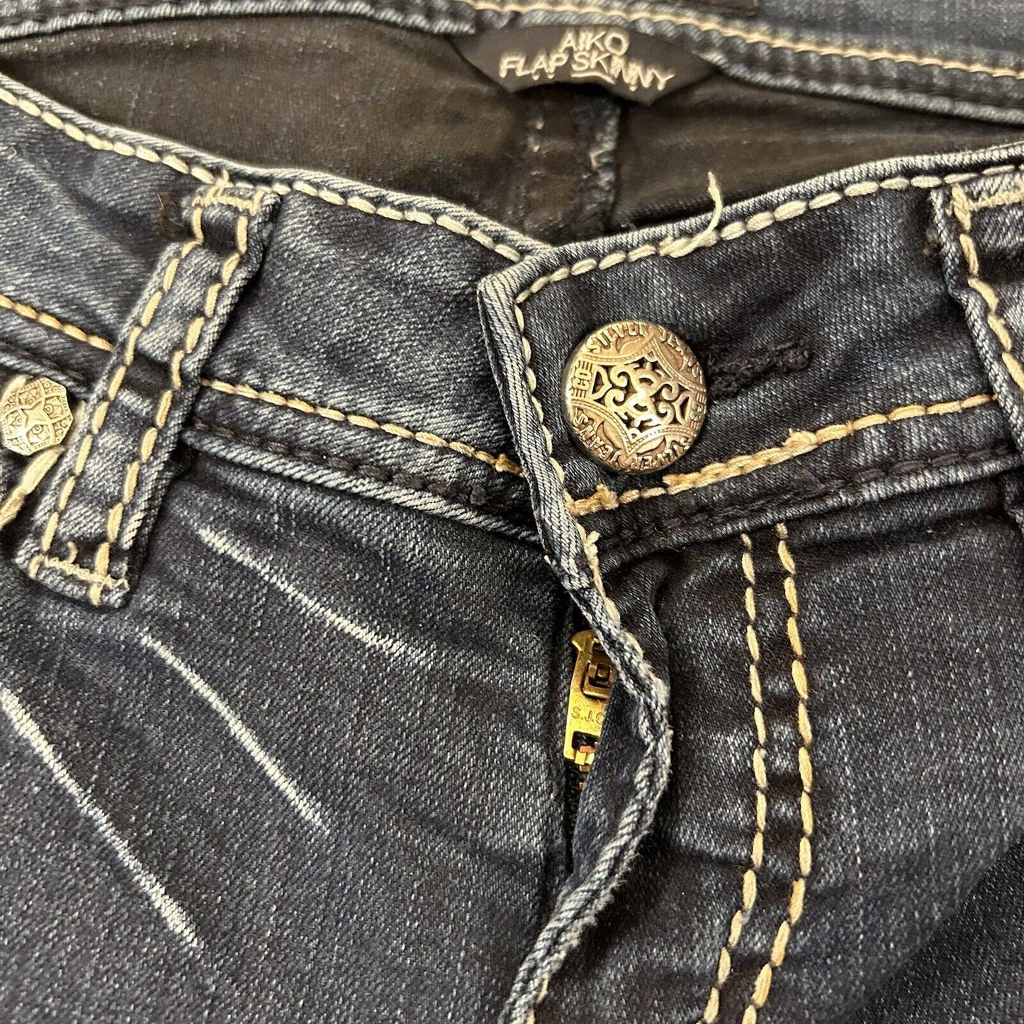 Silver Aiko Jeans Womens Blue 28x31" Blue Flap Skinny Denim Pants Stretch