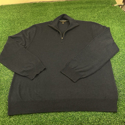 Banana Republic Sweater Mens Extra Large Navy Silk Cashmere Pullover Sweatshirt