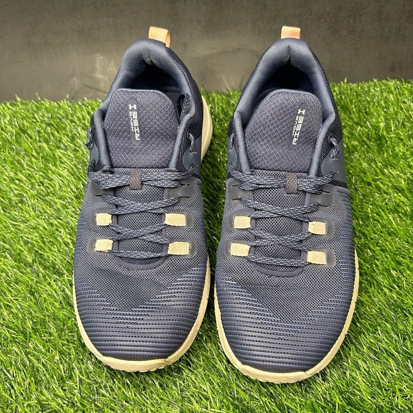 Under Armour HOVR Rise Womens 8 Blue Biege Shoes Sneakers Running Athletic Gym