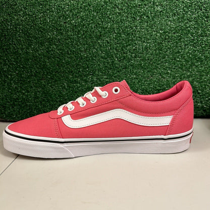 Vans Ward Womens 10 Pink White Shoes Sneakers Canvas Skateboarding Casual NEW