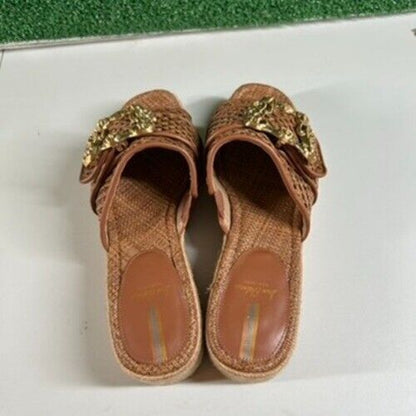 Sam Edelman Celia Woven Espadrille Platform Slides Brown Strap Womens 9.5 M