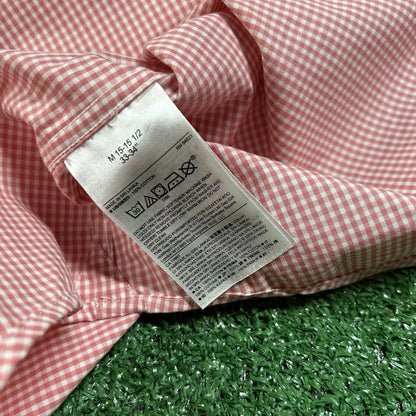 Banana Republic Shirt Mens Medium Pink White Check Slim Button Up Long Sleeve