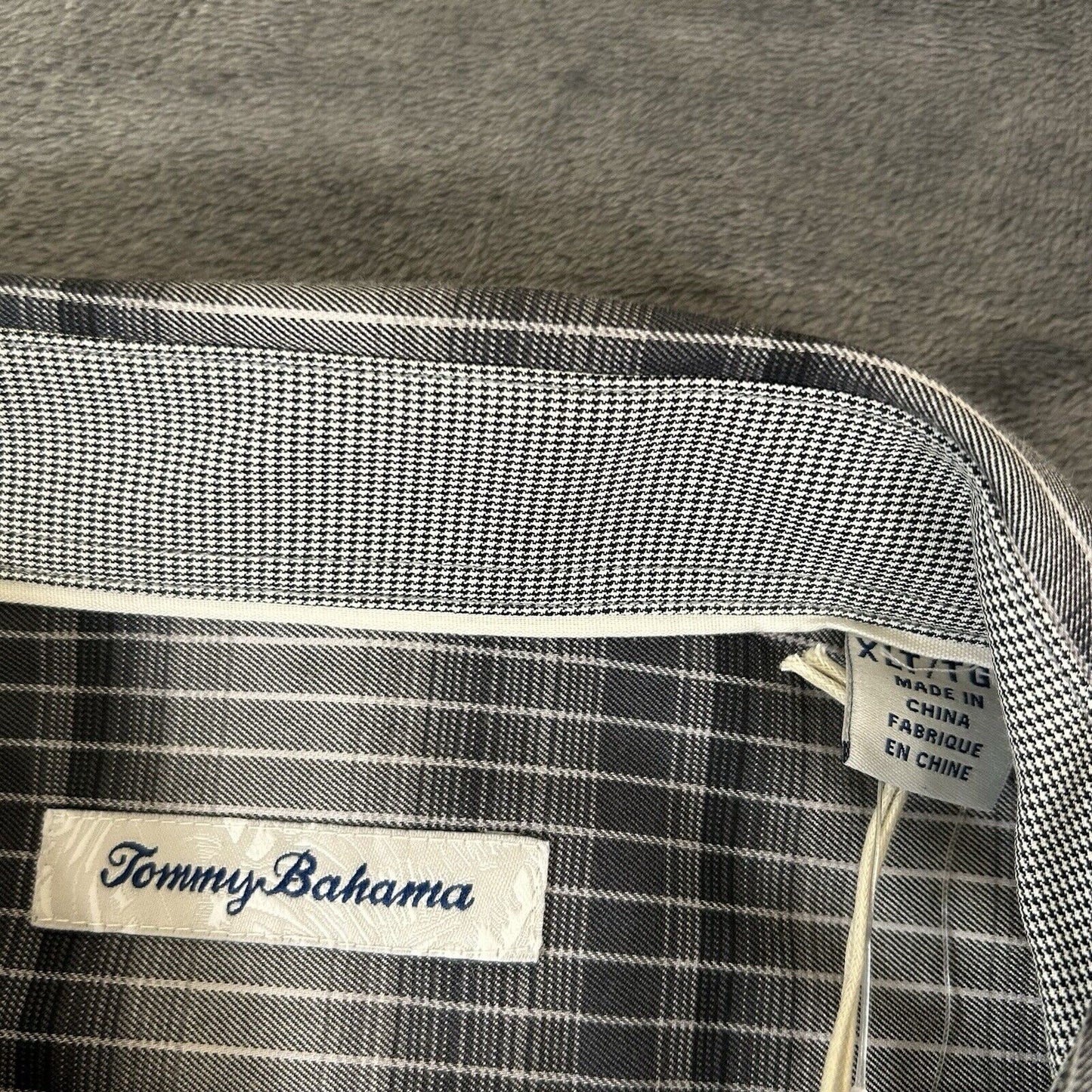 Tommy Bahama Shirt Mens XLT Gray Black Lazlo Ombre Stripe Button Up LS NEW $168