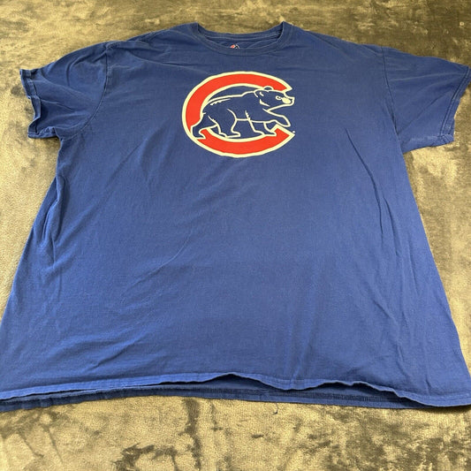 Chicago Cubs Shirt Mens XXL 2XL Blue Red Short Sleeve Baez MLB Baseball Majestic