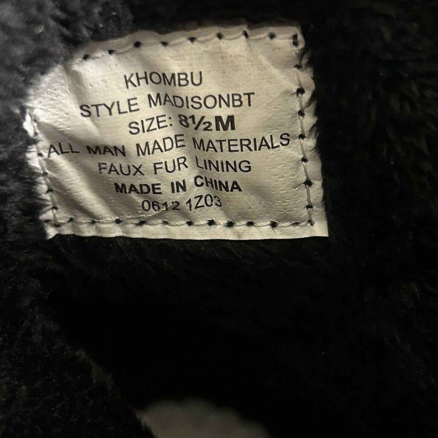 Khombu Madison Boots Womens 8.5 M Black Ankle Fur Lined Warm Outdoor Zip New