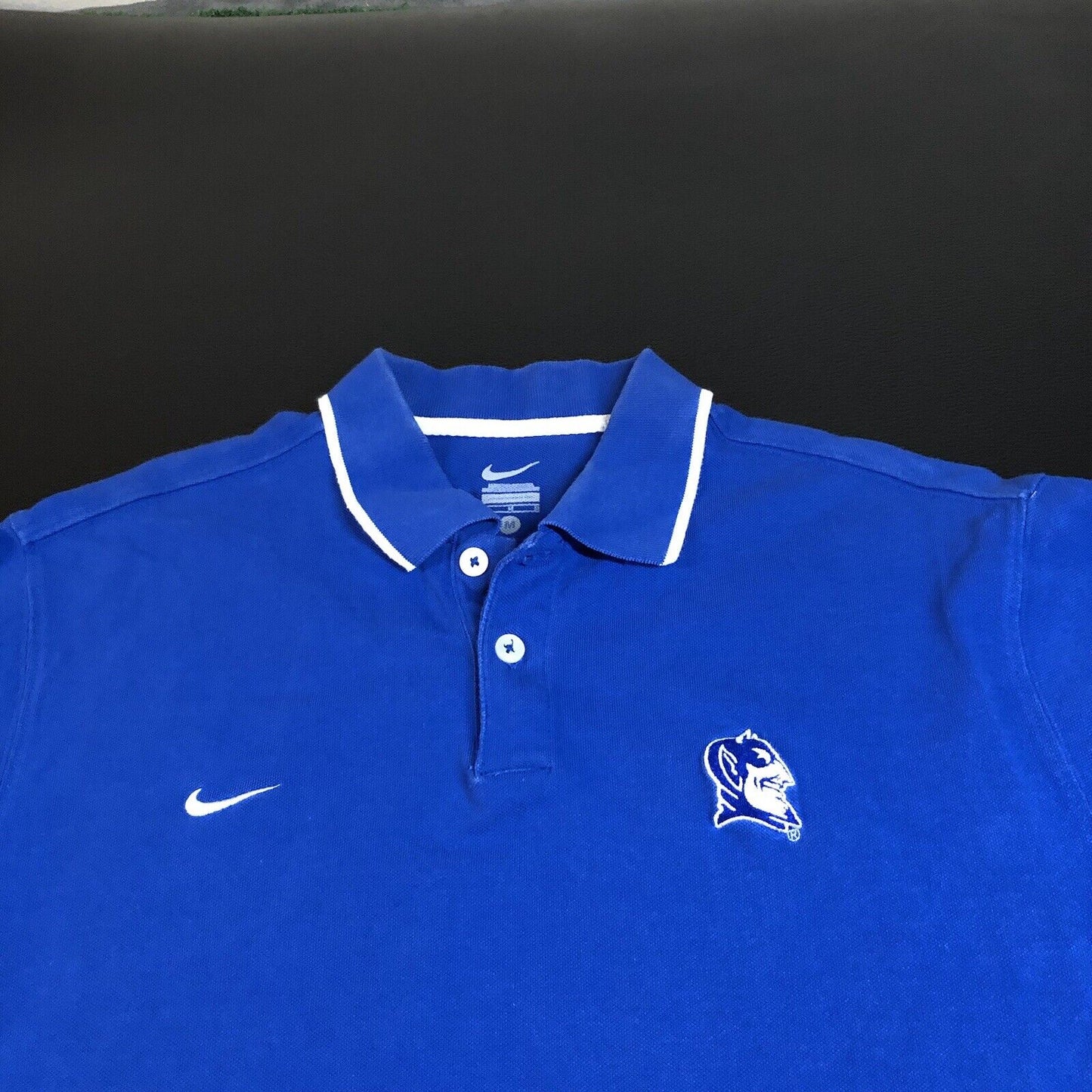 Nike Duke Blue Devils Polo Shirt Mens Medium Blue Short Sleeve Swoosh College