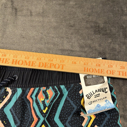 Billabong Board Shorts Men XXL 2XL 38" Blue Black Striped Drawstring Boardie NEW