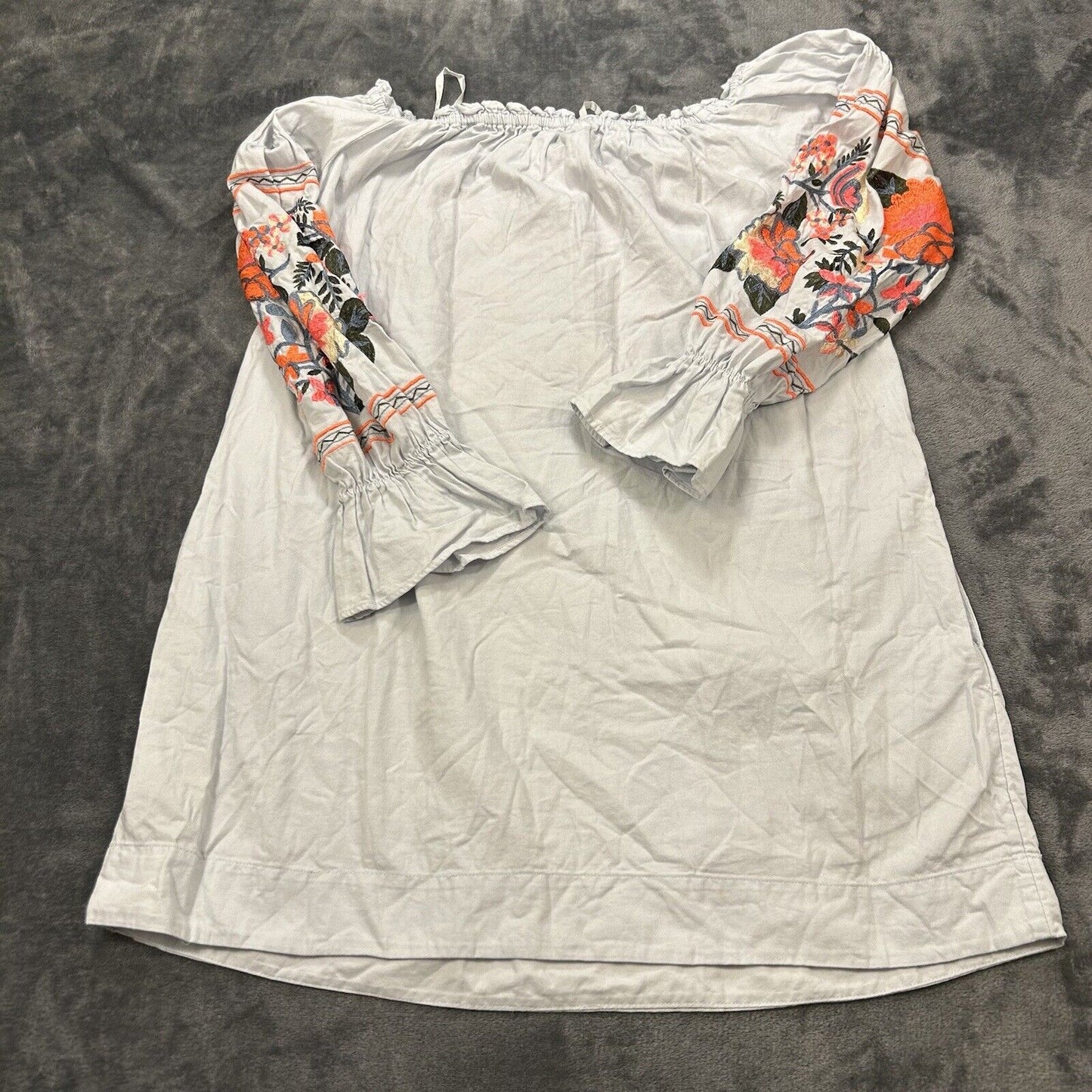 Free People Dress Womens Extra Small Light Blue Fleur Du Jour Embroidered Floral