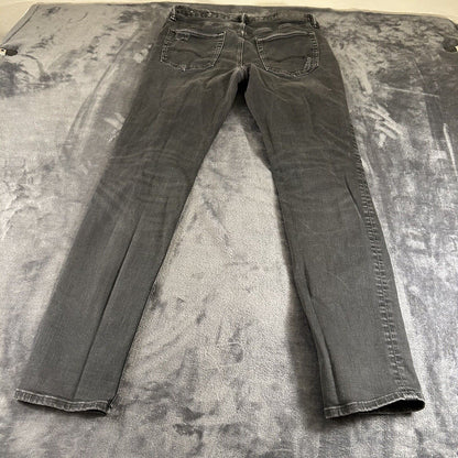 American Eagle Jeans Mens 32x32" Black Straight Denim Pants Distressed Ripped