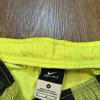 Nike Shorts Mens Medium 29" Neon Green Black Striped Dri-Fit Basketball Athletic
