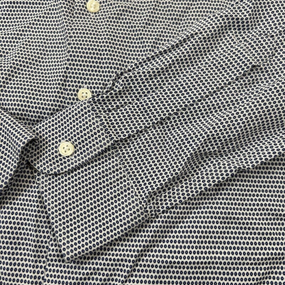 Charles Tyrwhitt Shirt Mens 16.5 35 Blue White Geometric Button Up Long Sleeve