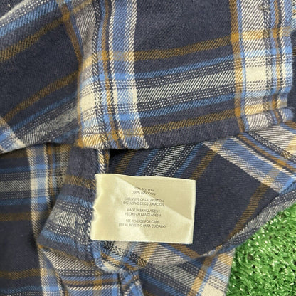 Eddie Bauer Flannel Shirt Mens Medium Blue Plaid Button Up Long Sleeve Outdoor