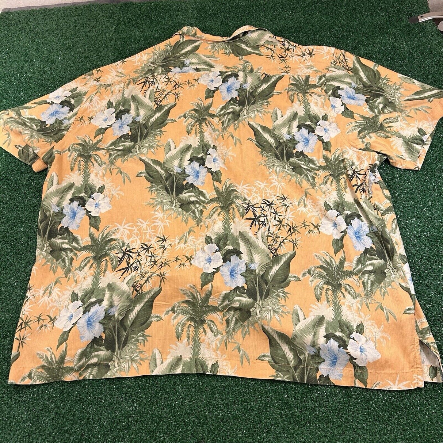 Tommy Bahama Hawaiian Shirt Mens 3XB Orange Floral Button Up Short Sleeve Silk