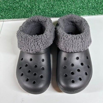 Crocs Classic Blitzen IV Lined Clog Fuzzy Fur Slip On Comfort Black Womens 8 New