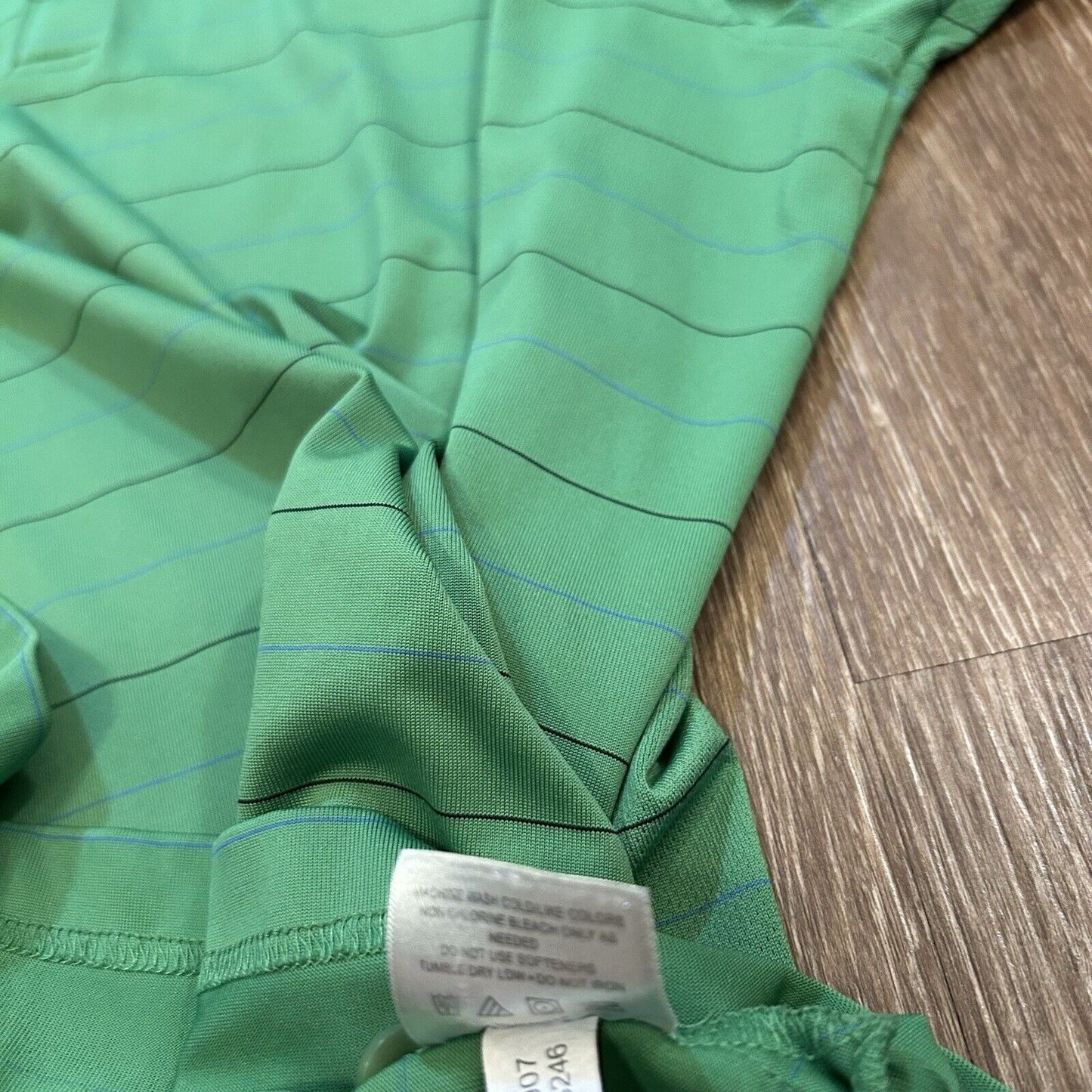 Under Armour Polo Shirt Mens Large Green Striped Heatgear TPC Golf Athletic