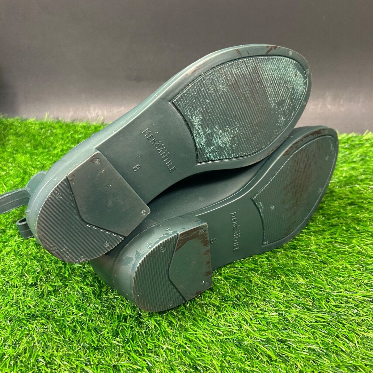 J Crew Chelsea Rain Boots Womens 8 Green Bootie Waterproof Mercantile Pull On