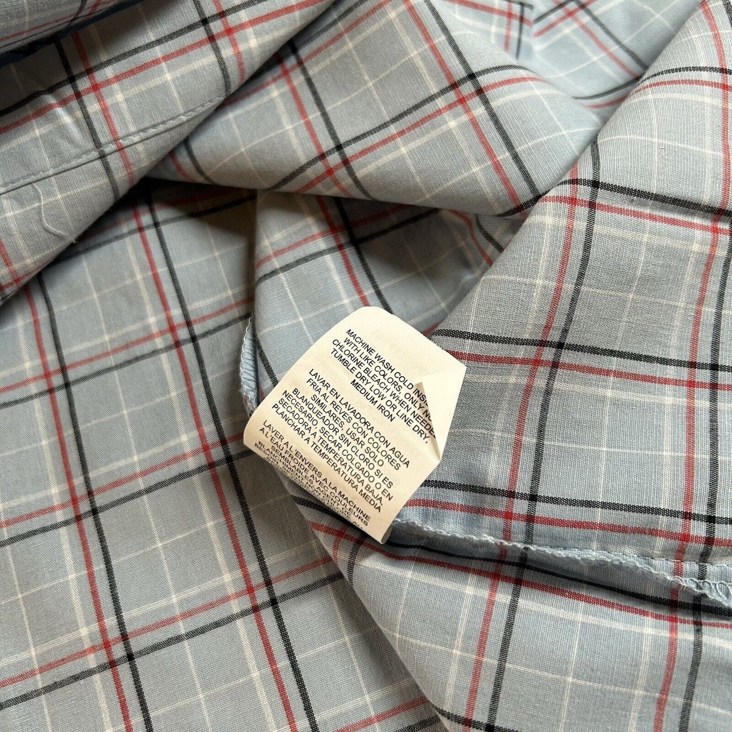 Wrangler Pearl Snap Shirt Mens Small Blue Red Plaid Cowboy Long Sleeve New