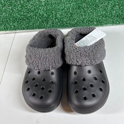 Crocs Classic Blitzen IV Lined Clog Fuzzy Fur Slip On Comfort Black Womens 7 New