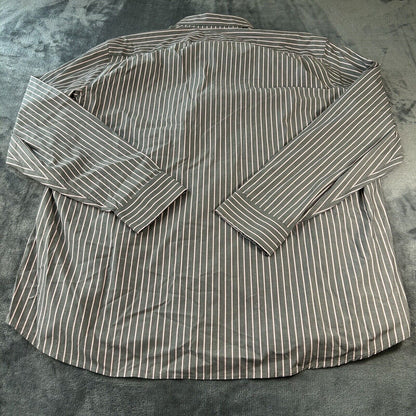 Gap Shirt Mens XXL 2XL Pink Gray Striped Button Up Long Sleeve Work Colorful