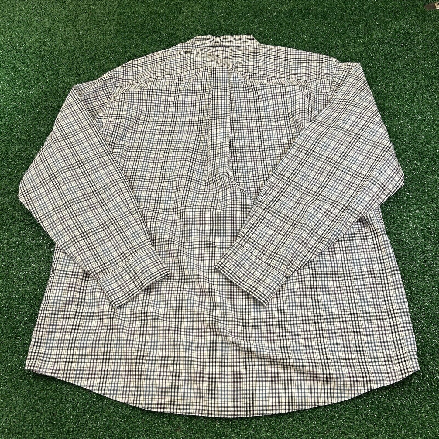 Jos A Bank Shirt Mens Large Blue White Check Button Up Long Sleeve Colorful Work