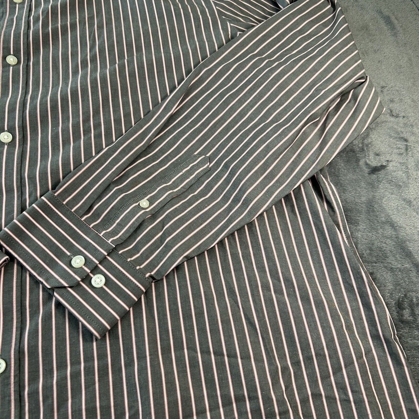 Gap Shirt Mens XXL 2XL Pink Gray Striped Button Up Long Sleeve Work Colorful