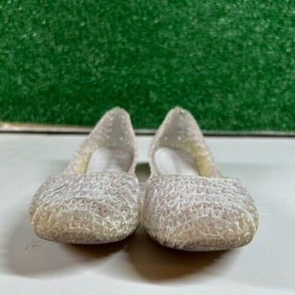 Mini Melissa Campana Ballet Flats Glitter Sparkle Shoes Clear Kids Size 2Y