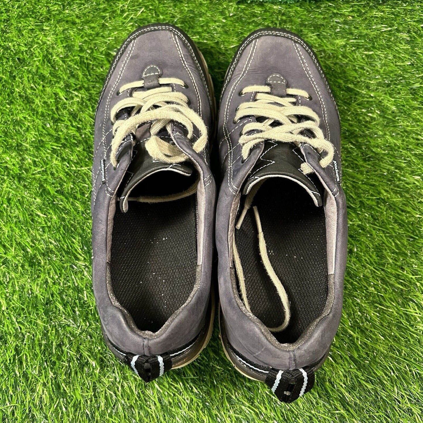 Clarks Wave Walk Womens 8.5 N Blue Beige Leather Shoes Sneakers Hiking Outdoor