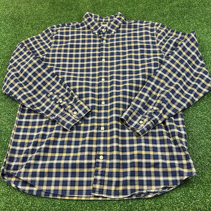Gap Shirt Mens Extra Large Blue Yellow Plaid Button Up Long Sleeve Work Colorful