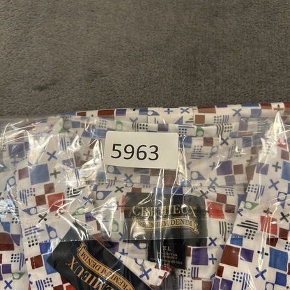 Cremieux Shirt Mens Extra Large White Geometric Button Up Short Sleeve NEW $59