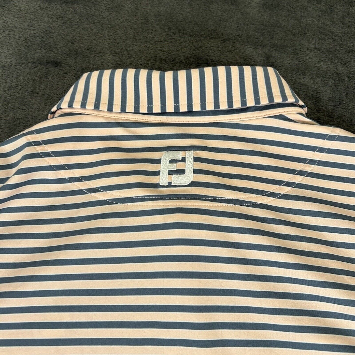 FootJoy Polo Shirt Mens Extra Large Gray Pink Striped Short Sleeve Casual Golf