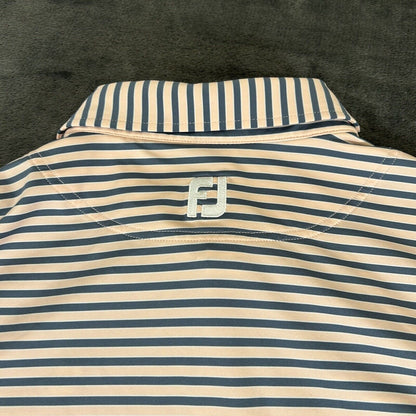 FootJoy Polo Shirt Mens Extra Large Gray Pink Striped Short Sleeve Casual Golf