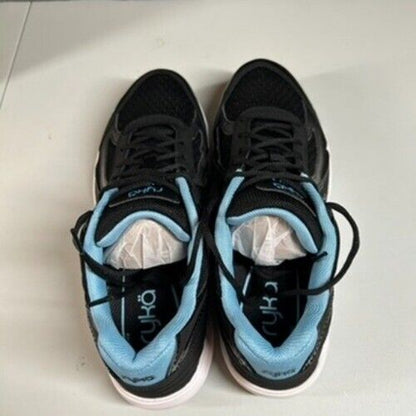 Ryka Dash 3 Walking Shoes Athletic Comfort Training Black Blue Womens 9M New