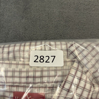 Marc Ecko Cut & Sew Shirt Mens Medium White Red Plaid Button Up Long Sleeve