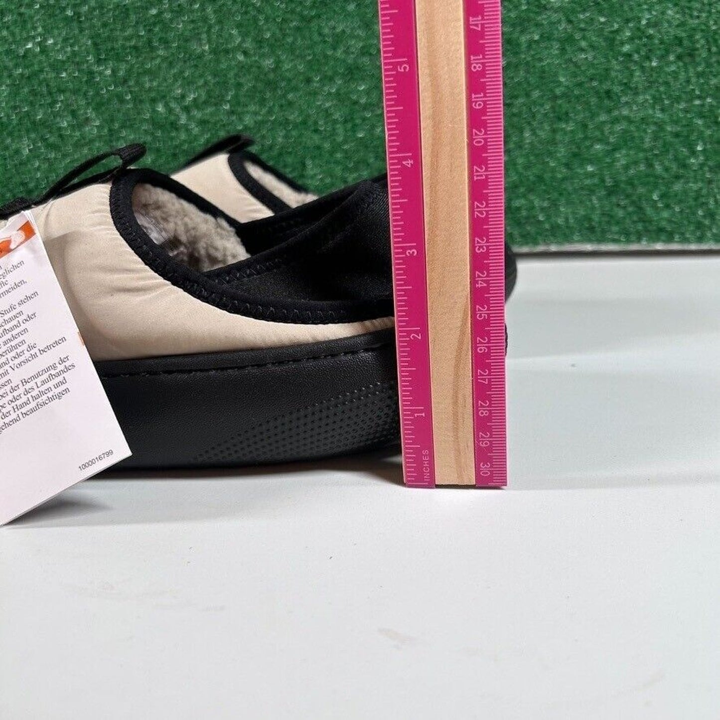 Crocs Classic Puff Mocs Beige Black Slip On Casual Comfort Shoes Womens 9 New